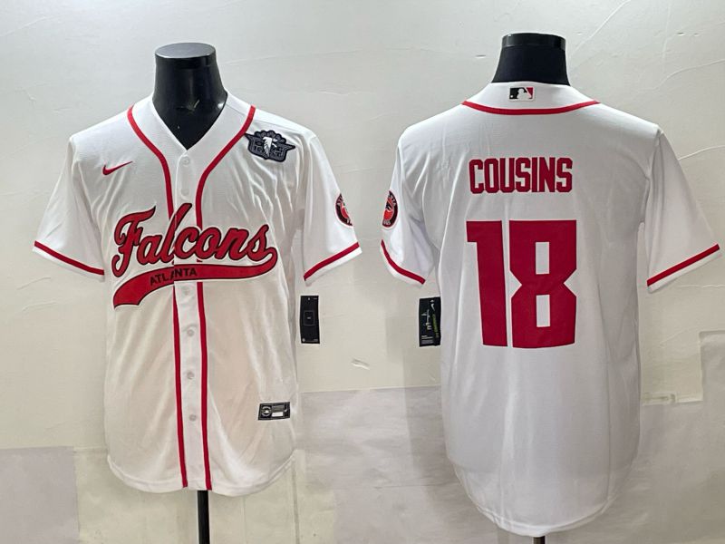 Men 2025 Nike Atlanta Falcons #18 Cousins white Joint Name Limited NFL Jersey style 05